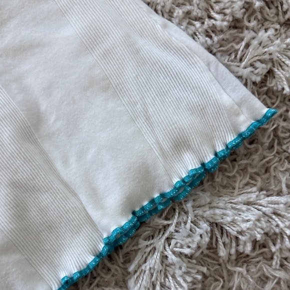 Y2K White Tank Top with Teal Beading - Picture 3 of 7